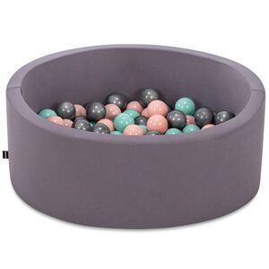 Imagine Piscina cu bile, Bubble Pops v13, 150 bile, Ø85 x 30 cm, bumbac/plastic, gri