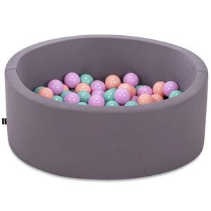 Imagine Piscina cu bile, Bubble Pops v14, 150 bile, Ø85 x 30 cm, bumbac/plastic, gri