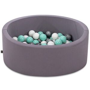 Imagine Piscina cu bile, Bubble Pops v2, 150 bile, Ø85 x 30 cm, bumbac/plastic, gri