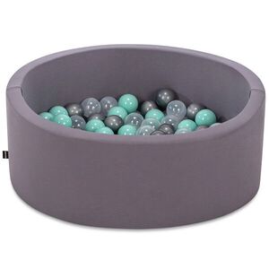 Imagine Piscina cu bile, Bubble Pops v3, 150 bile, Ø85 x 30 cm, bumbac/plastic, gri