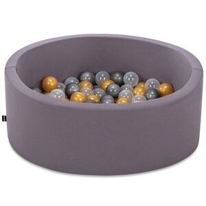 Imagine Piscina cu bile, Bubble Pops v4, 150 bile, Ø85 x 30 cm, bumbac/plastic, gri