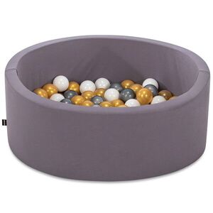 Imagine Piscina cu bile, Bubble Pops v5, 150 bile, Ø85 x 30 cm, bumbac/plastic, gri