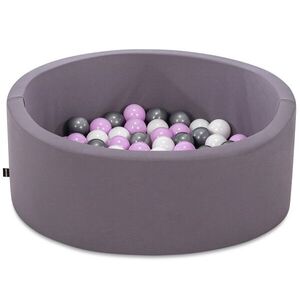 Imagine Piscina cu bile, Bubble Pops v6, 150 bile, Ø85 x 30 cm, bumbac/plastic, gri