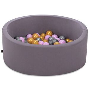 Imagine Piscina cu bile, Bubble Pops v8, 150 bile, Ø85 x 30 cm, bumbac/plastic, gri