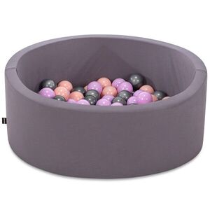 Imagine Piscina cu bile, Bubble Pops v9, 150 bile, Ø85 x 30 cm, bumbac/plastic, gri