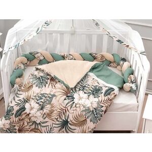 Imagine Set de dormit pentru bebelusi cu protectie laterala, Wallxpert, Tropical, Green / White / Brown