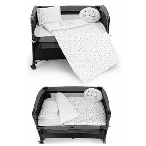 Imagine Set de dormit pentru bebelusi cu protectie laterala, Wallxpert, Park, Gri