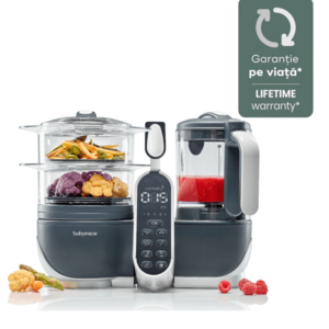 Imagine Robot multifunctional 5 in 1 Babymoov Nutribaby (+) Industrial Grey A001124, 500 W, 1500 mL Gatit, 700 mL Blender (Gri)