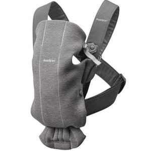 Imagine Ham anatomic BabyBjorn Mini, Pozitii multiple de purtare, 0-11 kg, 0-1 an, 3D Jersey (Gri inchis)
