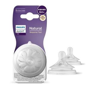 Imagine Set 2 tetine silicon Philips Avent Natural Response SCY965/02, +6 luni, Debit 5 (Transparent)