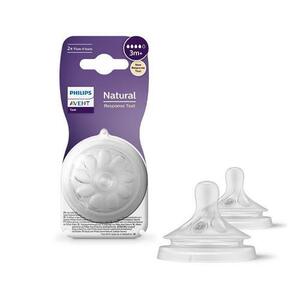 Imagine Set 2 tetine silicon Philips Avent Natural Response SCY964/02, +3 luni, Debit 4 (Transparent)