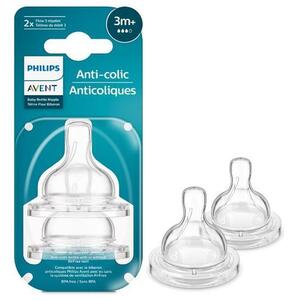 Imagine Set 2 tetine Philips Avent Anti-colici SCY763/02, +3 luni, Debit 3 (Transparent)