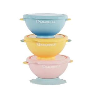 Imagine Set 3 boluri colorate Badabulle B005108, 330ml pentru mancare, Suport inclus (Multicolor)