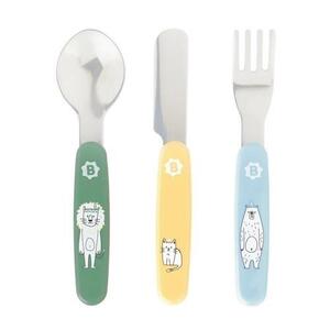 Imagine Set 3 tacamuri copii, Badabulle, Inox, Imprimeu animale, 14 x 3.5 cm, Multicolor