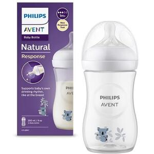 Imagine Biberon Philips Avent Natural Response SCY903/67, 260 ml, +1 luni, Fara BPA, usor de curatat (Alb/Transparent)