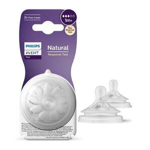 Imagine Set 2 tetine silicon Philips Avent Natural Response SCY963/02, +1 luni, Debit 3 (Transparent)