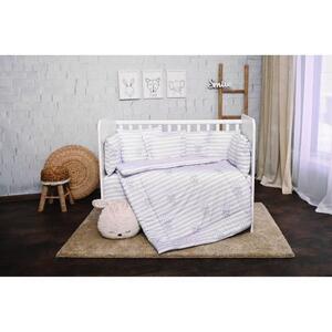 Imagine Set lenjerie pat 7 piese Lorelli Lily Grey Striped, bumbac ranforce