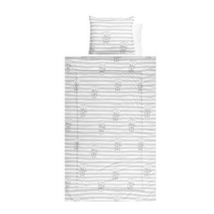 Imagine Set lenjerie pat 4 piese Lorelli Grey Striped, bumbac ranforce