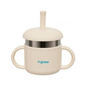 Imagine Cana din silicon cu pai si interior din inox, 220 ml, U-Grow UG-SCT01WH