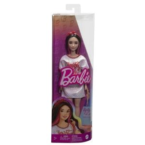 Imagine Papusa Barbie Fashionistas - Barbie bruneta cu rochita sport, 32cm
