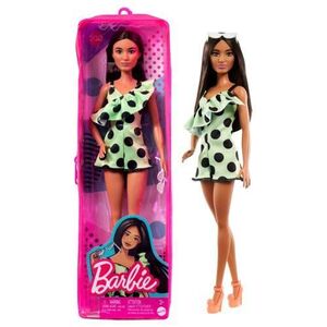 Imagine Papusa Barbie Fashionistas - Bruneta cu salopeta verde