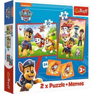 Imagine Set 2 puzzle-uri + joc memorie Trefl - Paw Patrol, Echipa in actiune, 30/48 piese