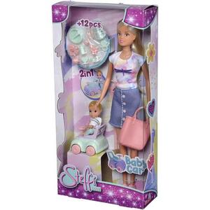 Imagine Papusa Steffi Love Baby Car, 29 cm, cu 12 accesorii