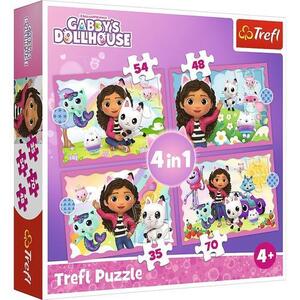 Imagine Puzzle Trefl 4 in 1 Gabbys Dollhouse, Aventurile lui Gabby