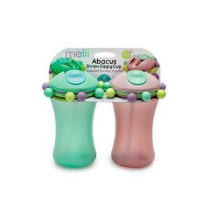 Imagine Set 2 cani cu pai Melii Abacus, 2 x 340 ml, Roz/Verde