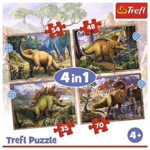 Imagine Puzzle Trefl 4 in 1 Dinozaurii Interesanti, 35/48/54/70 piese