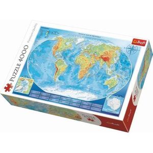 Imagine Puzzle Trefl Harta fizica a lumii, 4000 piese