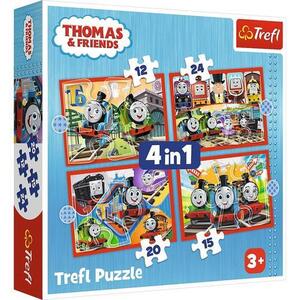 Imagine Puzzle Trefl 4 in 1 Thomas and Friends, Trenuletele Amuzante, 12/15/20/24