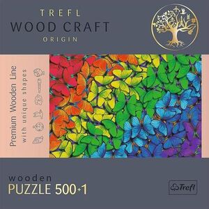Imagine Puzzle din lemn Trefl Wood Craft, Fluturasii colorati, 500+1 piese