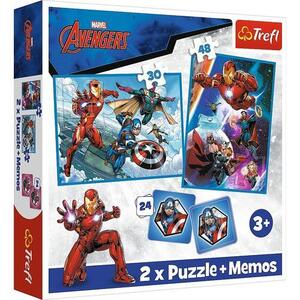 Imagine Set 2 puzzle-uri + joc memorie Trefl Marvel Avengers Eroii in actiune, 30/48 piese