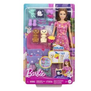 Imagine Set de joaca Barbie Petrecere in pijamale, cu 2 catelusi