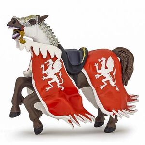 Imagine Figurina Papo - Personaje medievale, Calul Regelui cu blazon dragon rosu