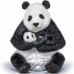 Imagine Figurina Papo - Animale salbatice, Urs panda sezand cu pui in brate