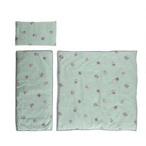 Imagine Set lenjerie pentru carucior Lorelli Friends Green, de iarna, bumbac ranforce, 4 piese, 78 x 38 cm