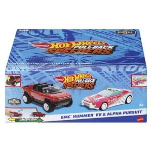 Imagine Set 2 masinute metalice Hot Wheels Pull Back - Gmc Hummer Ev si Alpha Pursuit, 1: 43