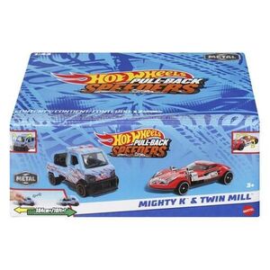 Imagine Set 2 masinute metalice Hot Wheels Pull Back - Mighty K si Twin Mill, 1: 43