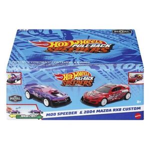 Imagine Set 2 masinute metalice Hot Wheels Pull Back - Mod Speeder si 2004 Mazda Rx8 Custom, 1: 43