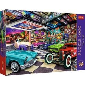 Imagine Puzzle Trefl Premium Plus - Tea Time, Garajul Colectionarului De Masini, 1000 piese