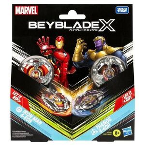 Imagine Set duo Beyblade X - Marvel, Iron Man 4-80B si Thanos 4-60P