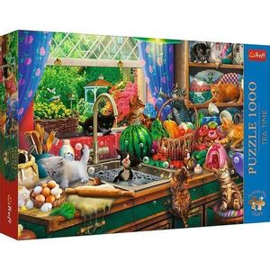 Imagine Puzzle Trefl Premium Plus - Tea Time, Pisici Nazdravane, 1000 piese