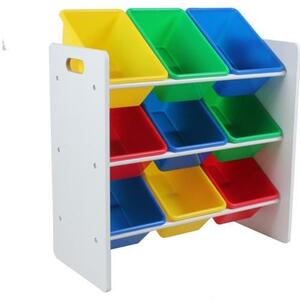 Imagine Raft depozitare jucarii cu 9 cosuri multicolore, U-Grow