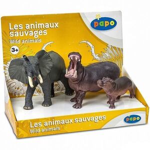 Imagine Set figurine Papo - Animale salbatice, Elefant si Hipopotam cu pui