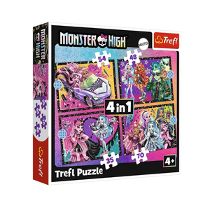 Imagine Puzzle pentru copii Trefl 4 in 1 - O zi electrizanta la Monster High