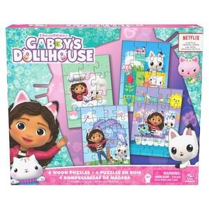 Imagine Set 4 puzzle-uri din lemn Spin Master - Gabby's Dollhouse, 12/16/20/24 piese