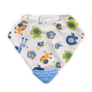 Imagine Baveta tip bandana Lorelli, cu jucarie dentitie, bumbac, Boy, Albastru