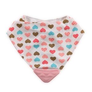 Imagine Baveta tip bandana Lorelli, cu jucarie dentitie, bumbac, Girl, Roz
